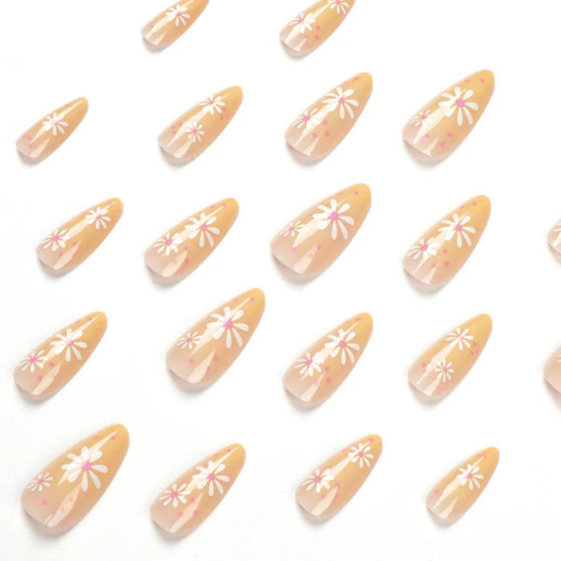 Artistic Press-On Nails with Floral Patterns Stornfield