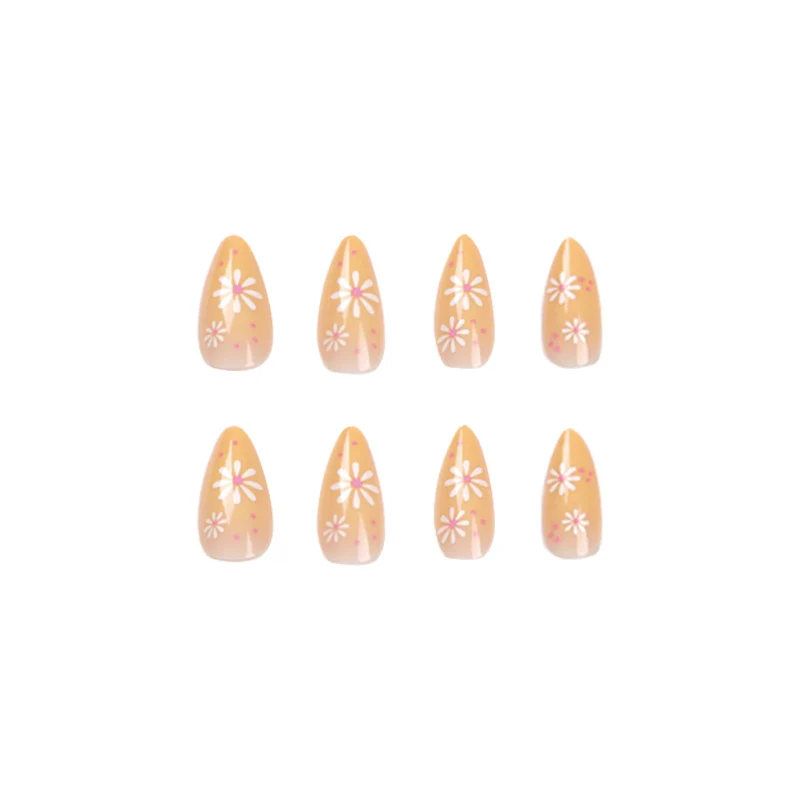 Artistic Press-On Nails with Floral Patterns Stornfield