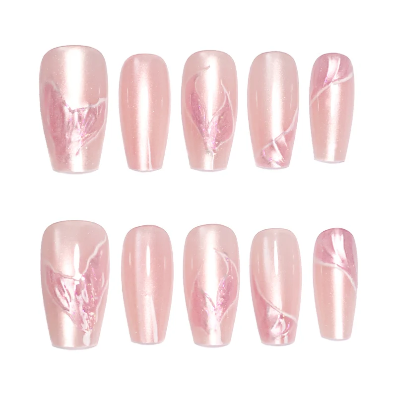 Artistic Press-On Nails with Floral Designs Stornfield