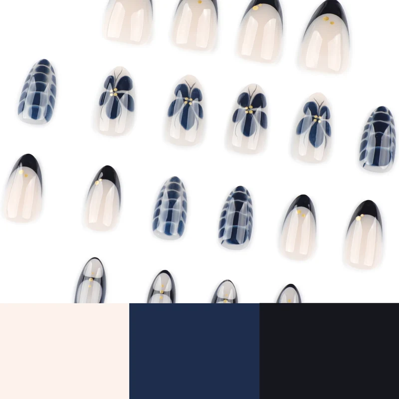 Artful nail art in elegant stiletto design with floral accents Stornfield