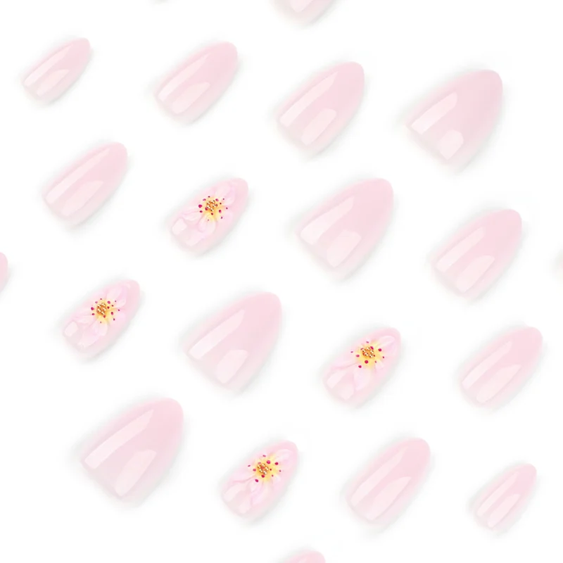 Artful Nail Extensions with Delicate Flower Designs Stornfield