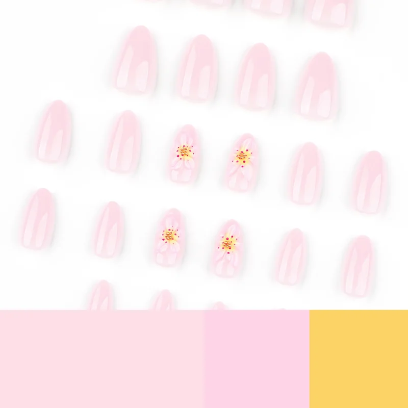 Artful Nail Extensions with Delicate Flower Designs Stornfield
