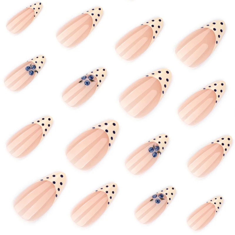 Artful Nail Extensions with Delicate Flower and Dot Design Stornfield
