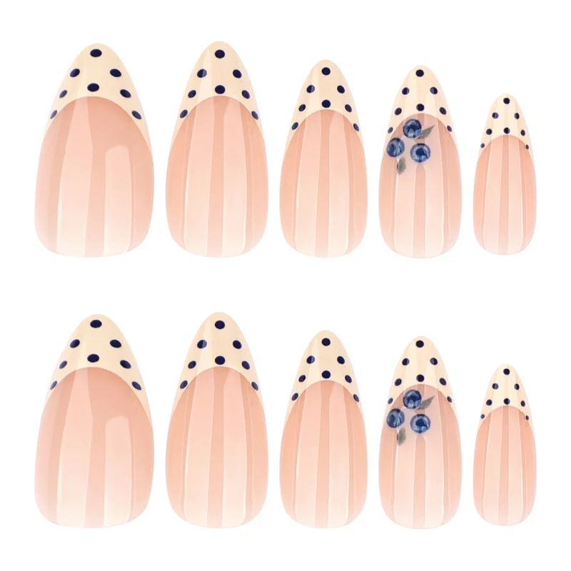 Artful Nail Extensions with Delicate Flower and Dot Design Stornfield