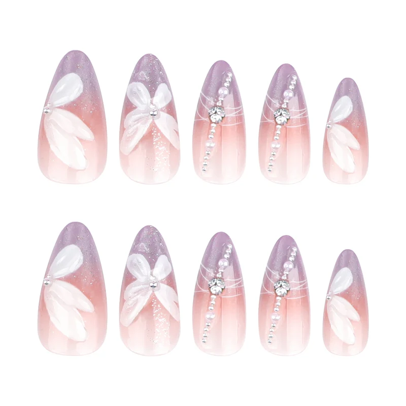 Artful Nail Extensions with Delicate Flower Designs Stornfield