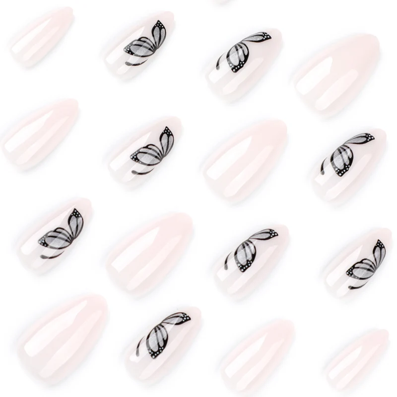 Artful nail extensions with delicate butterfly design Stornfield