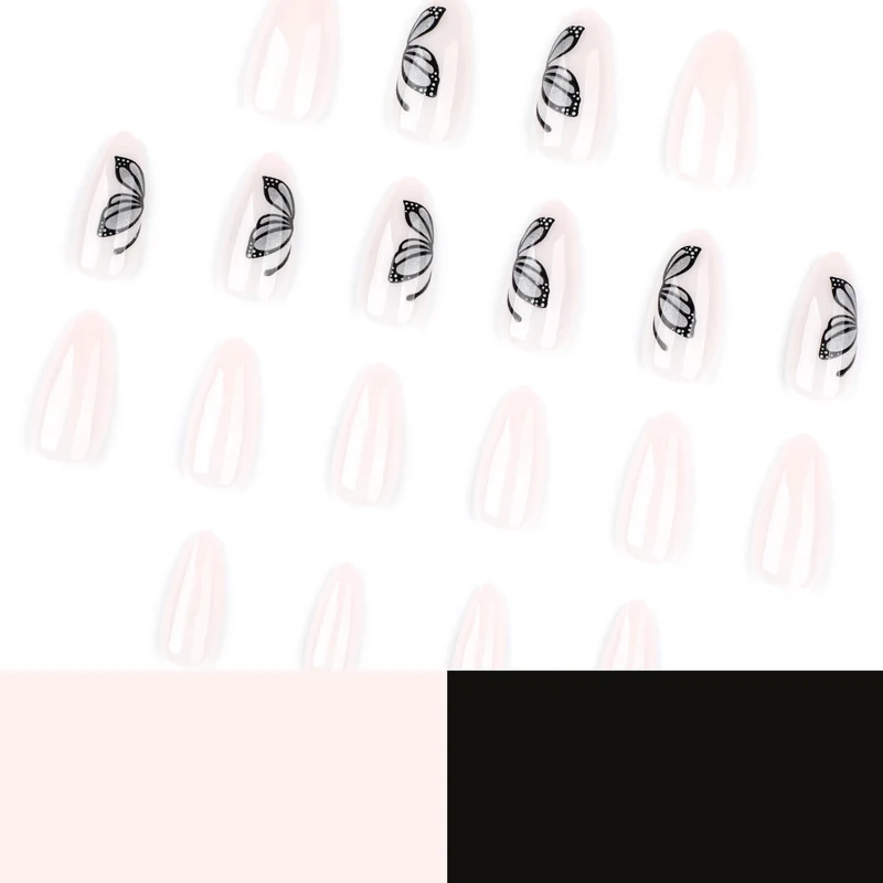 Artful nail extensions with delicate butterfly design Stornfield