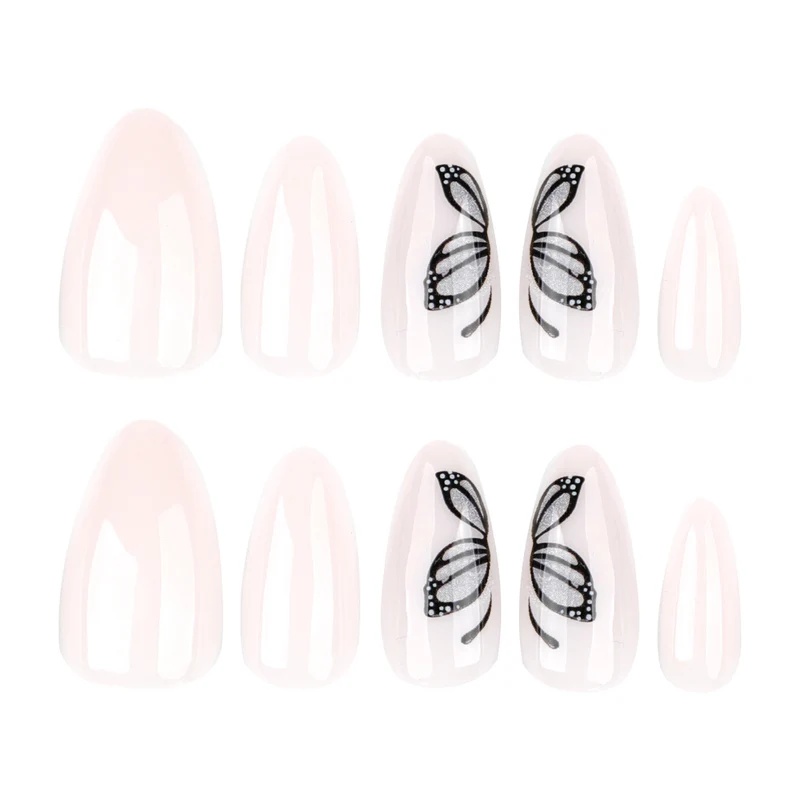 Artful nail extensions with delicate butterfly design Stornfield