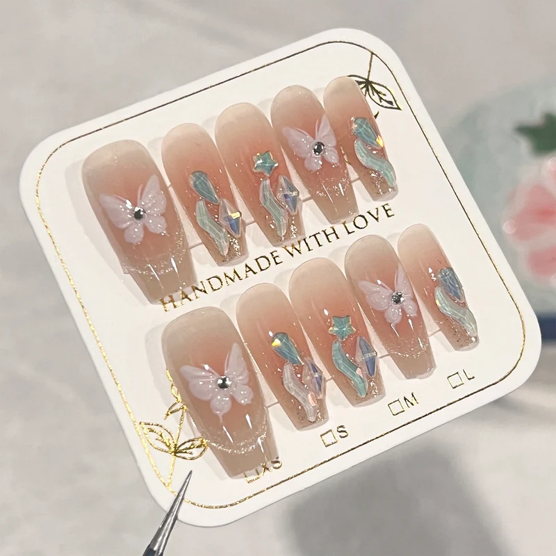 Artful Nail Extensions with Delicate Flower Design Stornfield