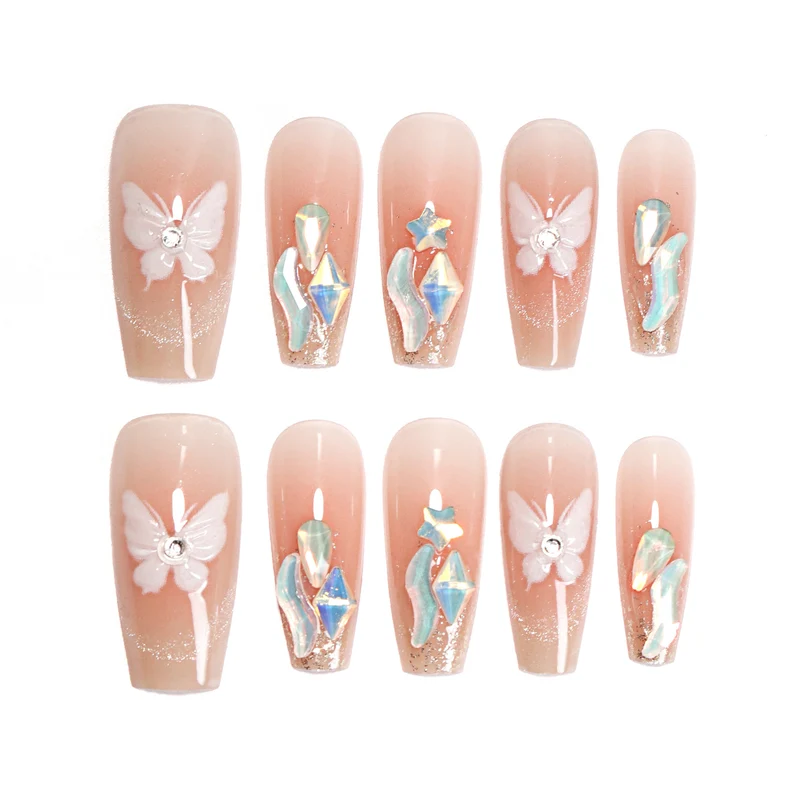 Artful Nail Extensions with Delicate Flower Design Stornfield