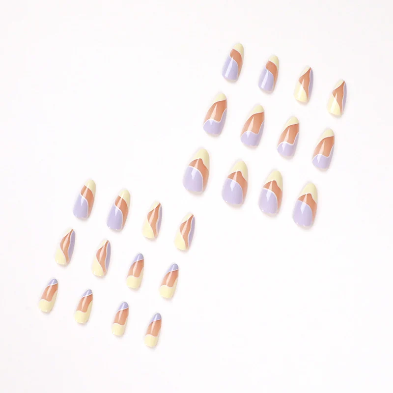 Artful Nail Extensions with Wave Design and Colorful Accents Stornfield