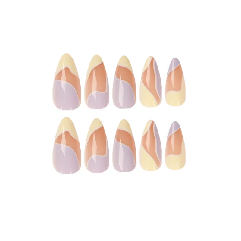 Artful Nail Extensions with Wave Design and Colorful Accents Stornfield