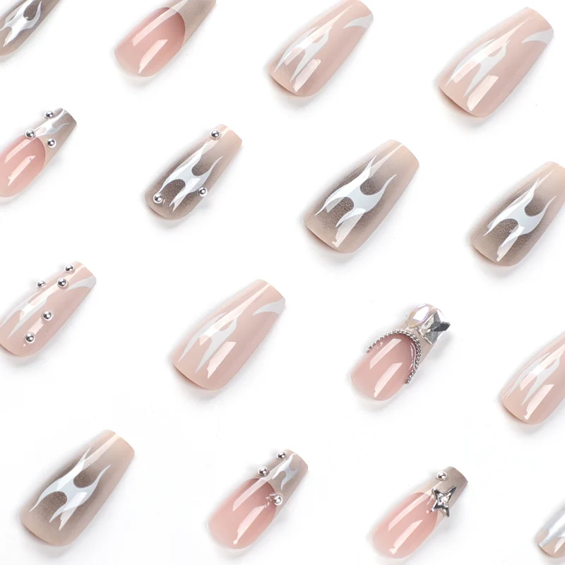 Artful nail extensions with trendy shine and design Stornfield