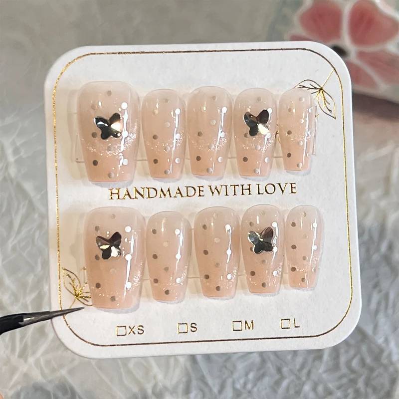 Artful Nail Extensions with Rhinestone Decoration Stornfield