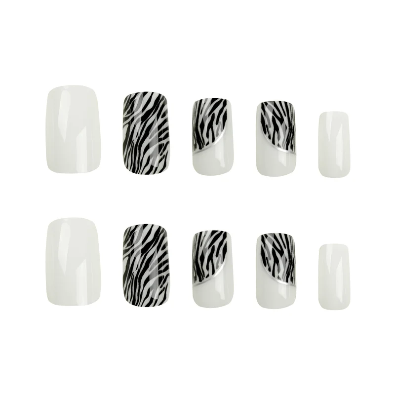 Artful nail extensions with stylish zebra pattern Stornfield