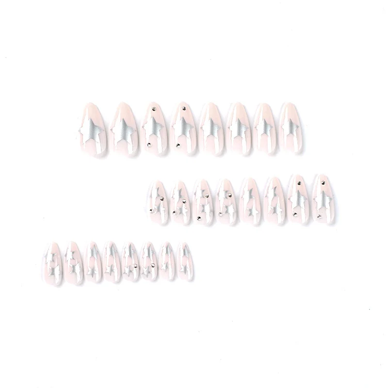 Artistic Nail Extensions with Silver Star Design Stornfield