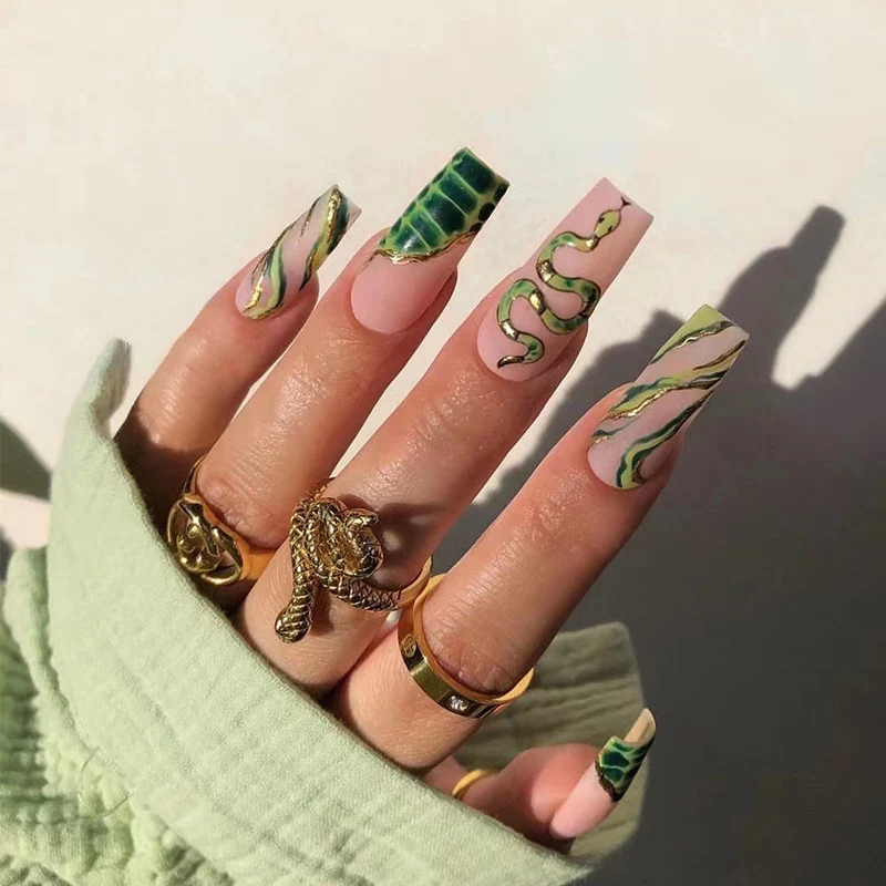 Artful Nail Extensions with Serpentine Design Stornfield