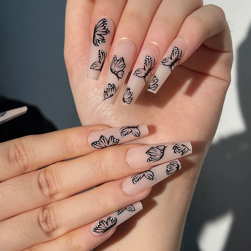 Artistic Nail Extensions with Butterfly Design Stornfield