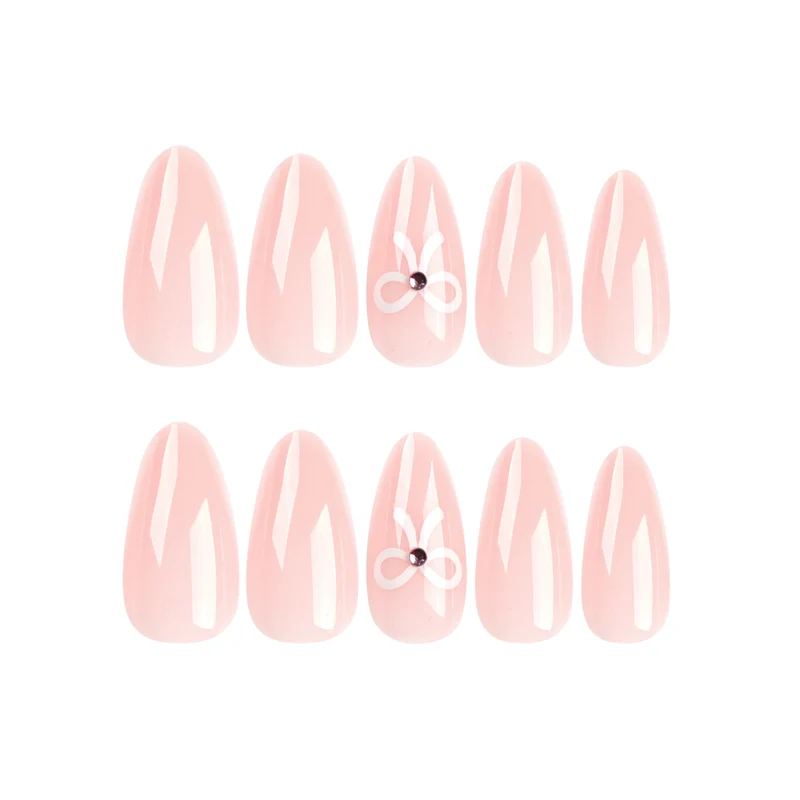 Artful Nail Extensions with Bow Decoration Stornfield