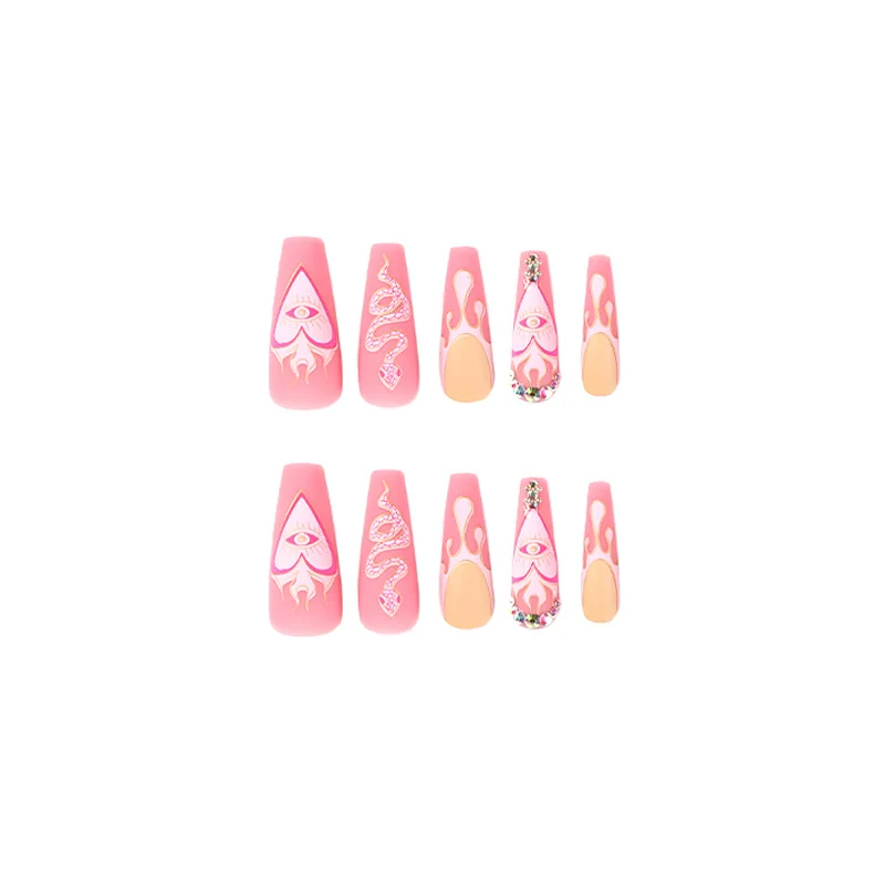 Artful Nail Extensions with Snake and Flower Decoration Stornfield