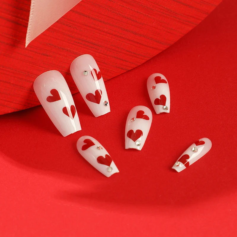 Artful Nail Extensions with Romantic Heart Designs Stornfield