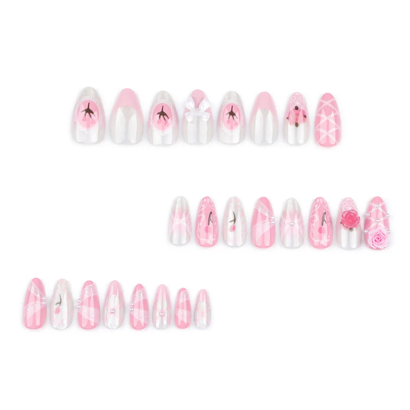 Artful Nail Extensions with Romantic Accents Stornfield