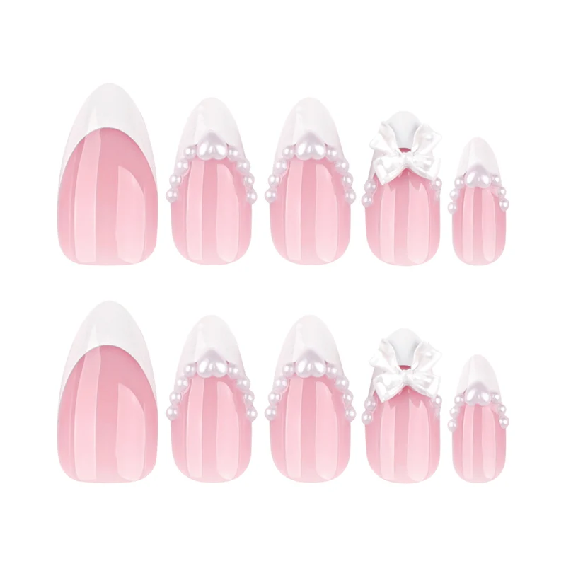 Artful Nail Extensions with Bead and Bow Designs Stornfield