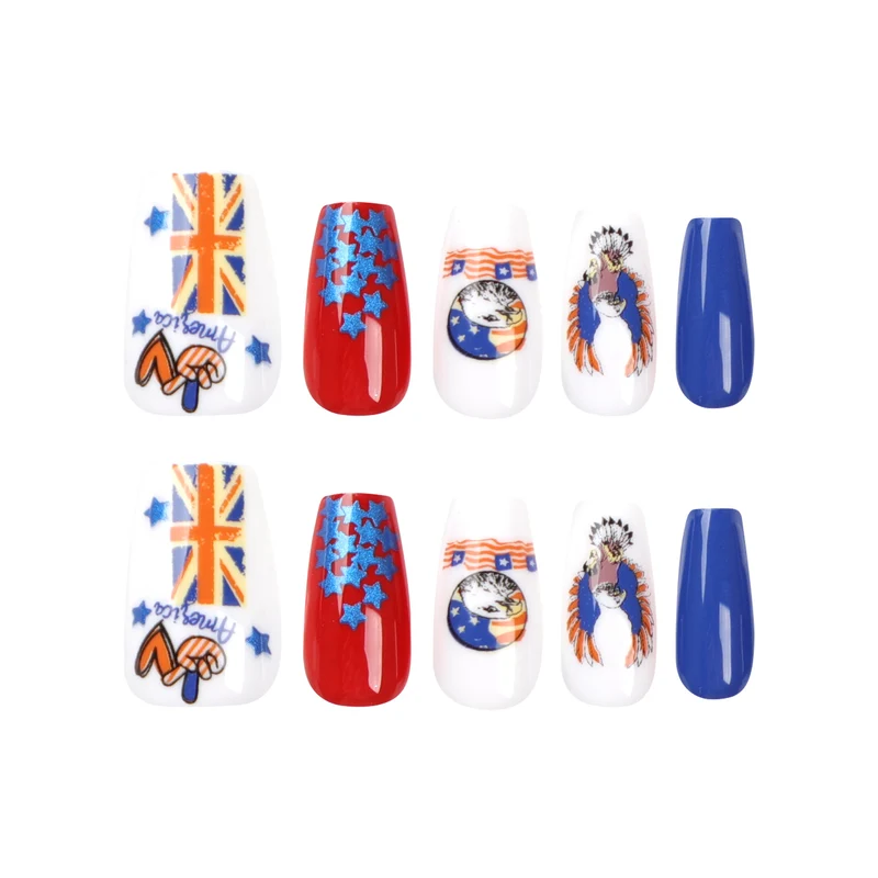 Artistic Nail Extensions with Patriotic Designs Stornfield