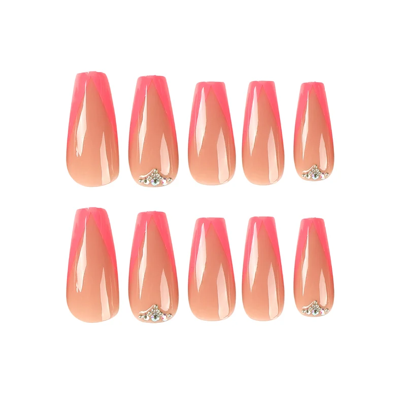 Artful Nail Extensions with Neon Tips and Rhinestone Decoration Stornfield