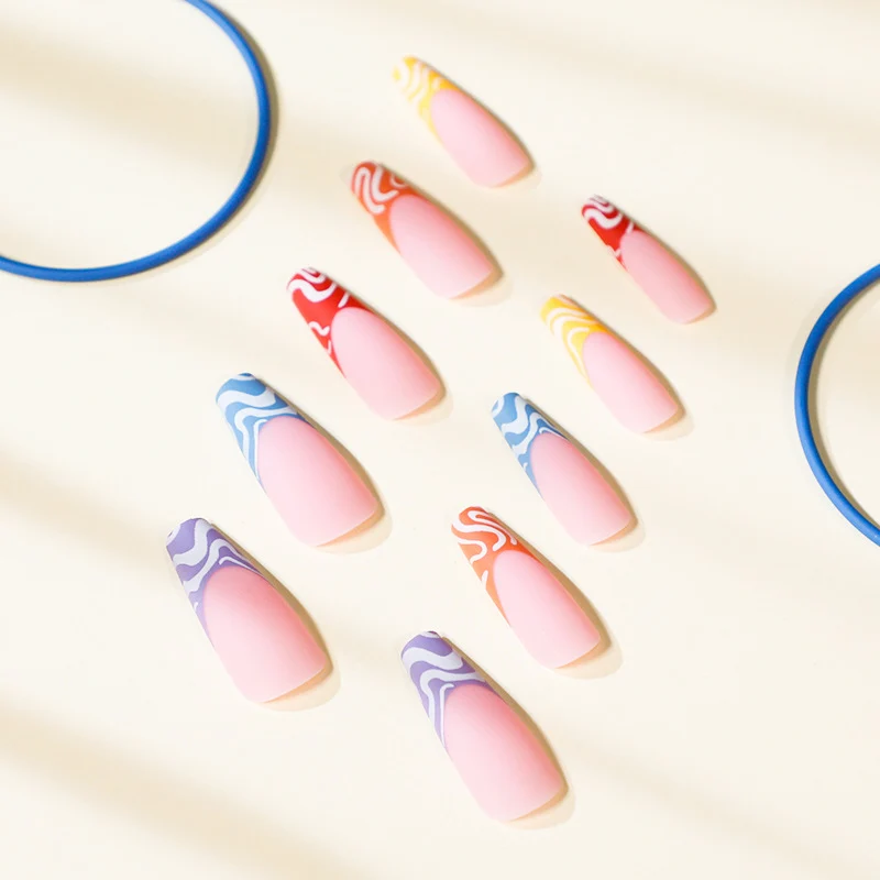 Artful Nail Extensions with Modern Color Pattern Stornfield