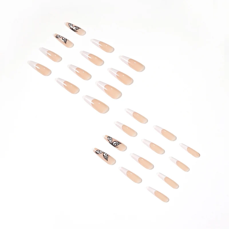 Artful Nail Extensions with Marbled Leaves Stornfield