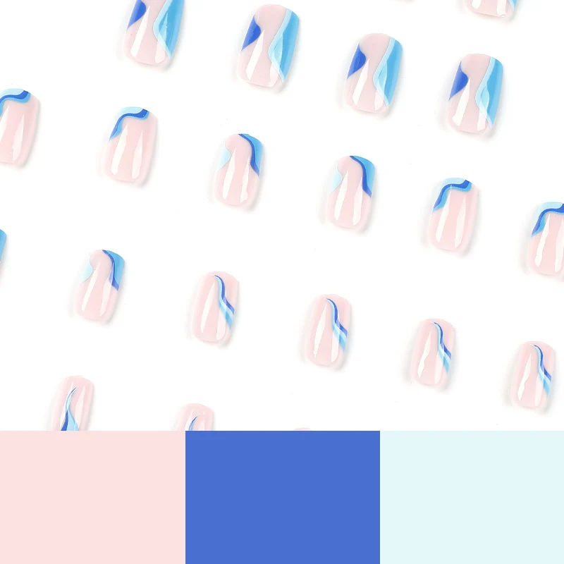 Artful nail extensions with maritime wave pattern Stornfield