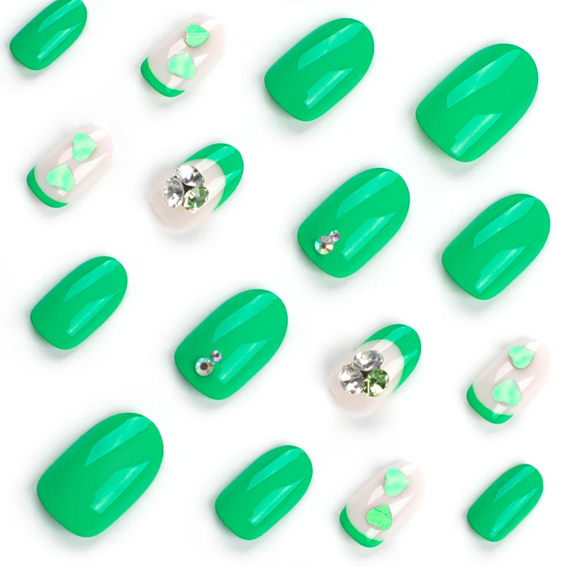Artistic Nail Extensions with Lovable Heart Patterns and Glitter Accents Stornfield