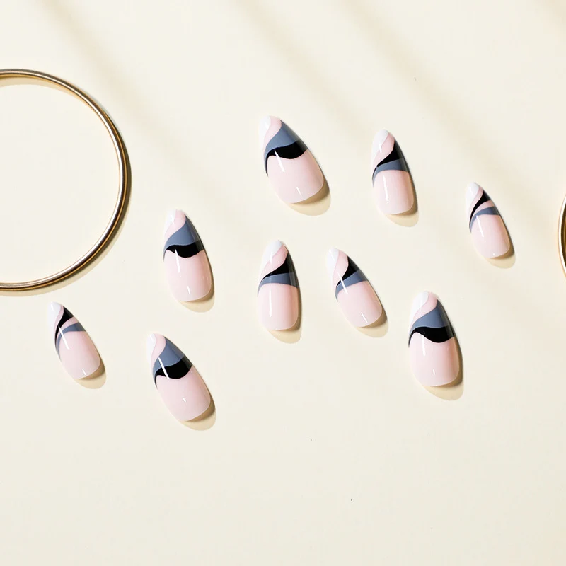 Artful nail extensions with creative wave pattern Stornfield
