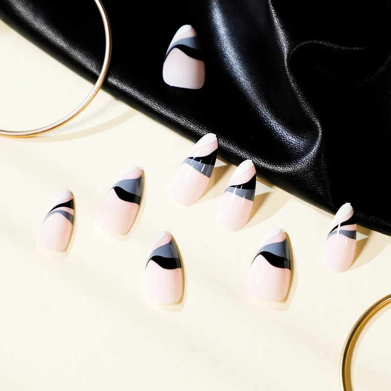 Artful nail extensions with creative wave pattern Stornfield
