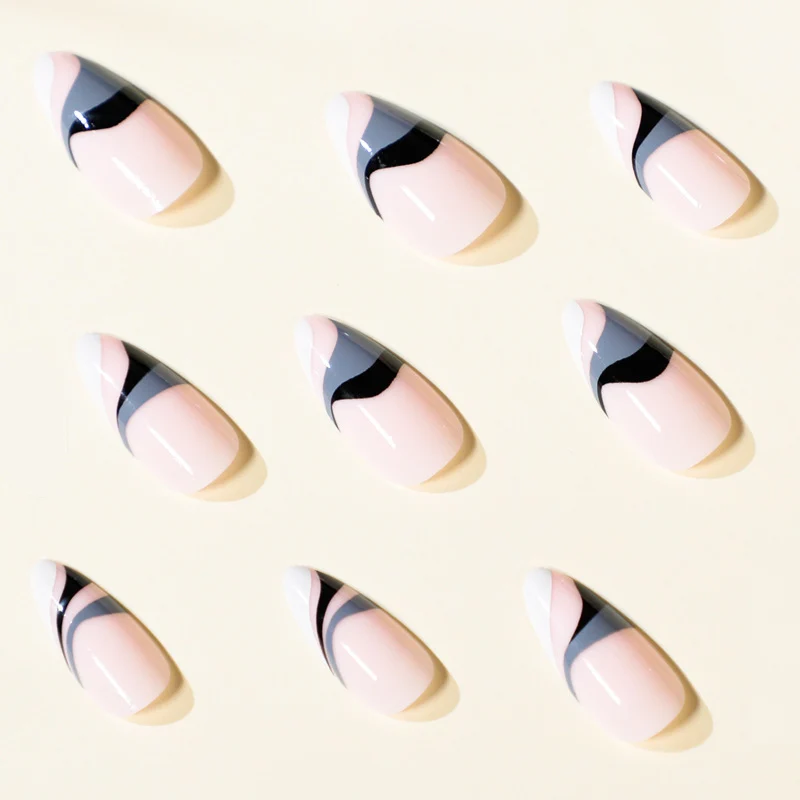 Artful nail extensions with creative wave pattern Stornfield