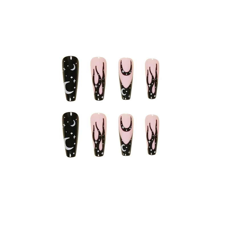 Artistic Nail Extensions with Creative Design and Glittering Accents Stornfield