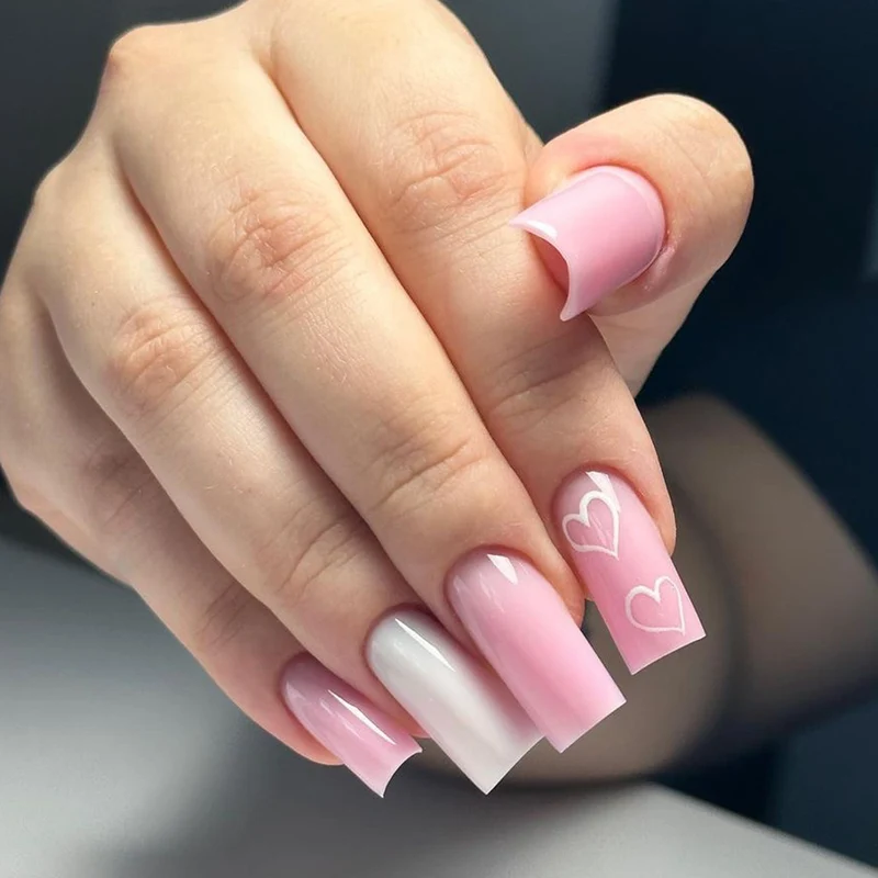 Artful Nail Extensions with Heart Patterns Stornfield