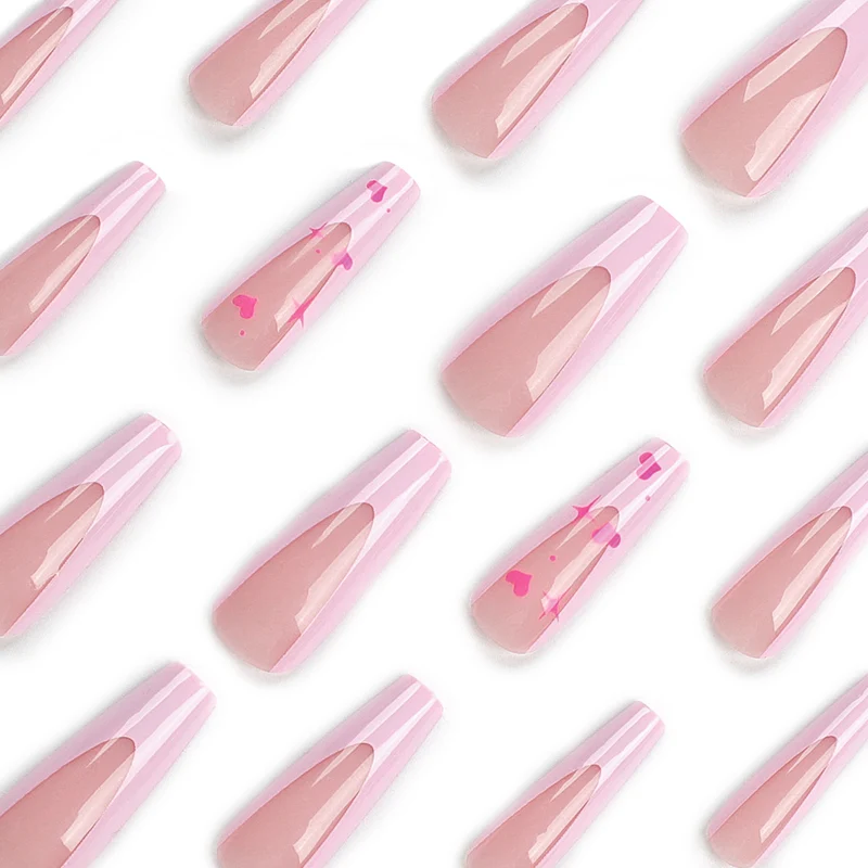 Artful Nail Extensions with Heart-Shaped Accents Stornfield