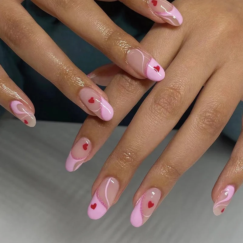 Artistic Nail Extensions with Heart Motif Stornfield