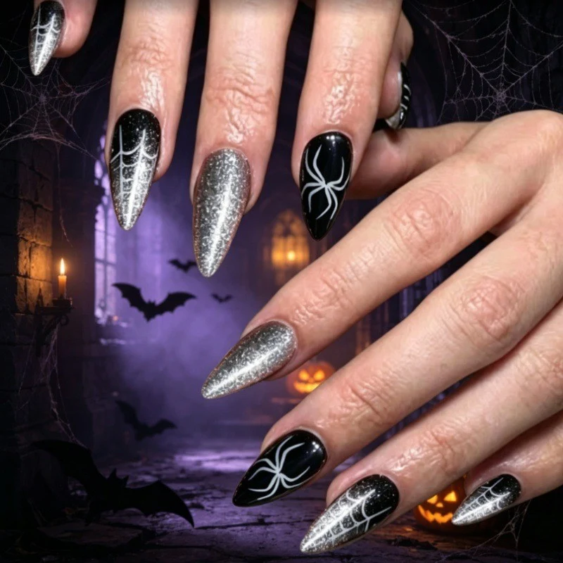 Halloween-Themed Spider Web Press-On Nails Stornfield