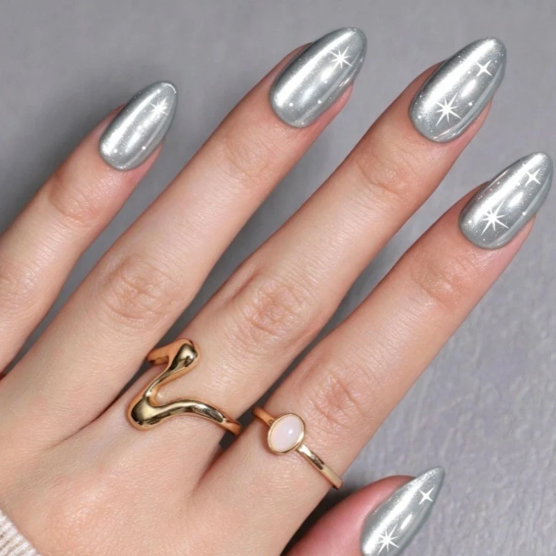 Glossy Starry Nail Art Stornfield
