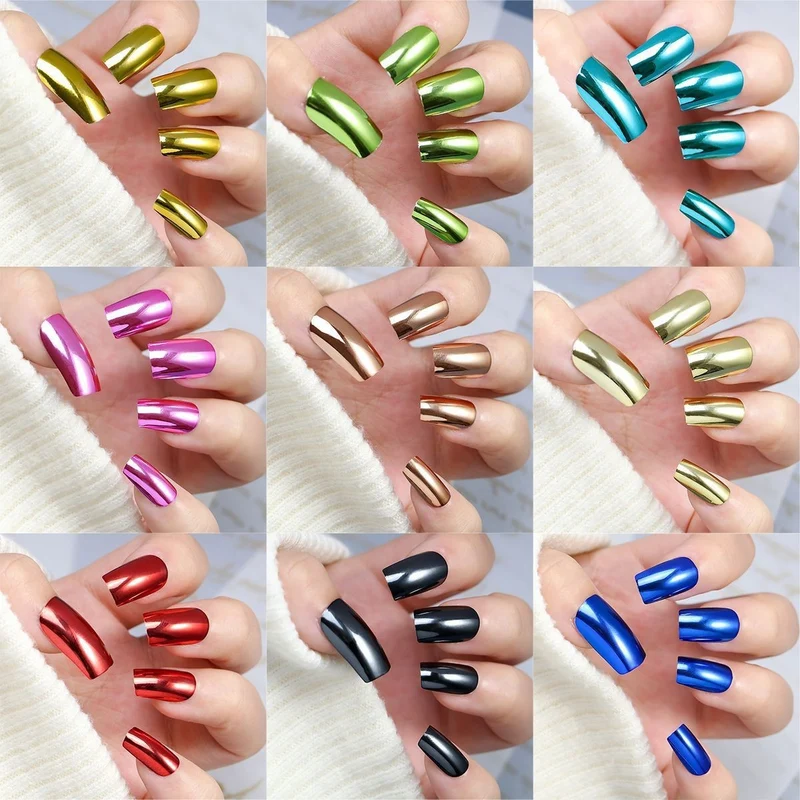 Glossy Metallic Press-On Nail Art Stornfield