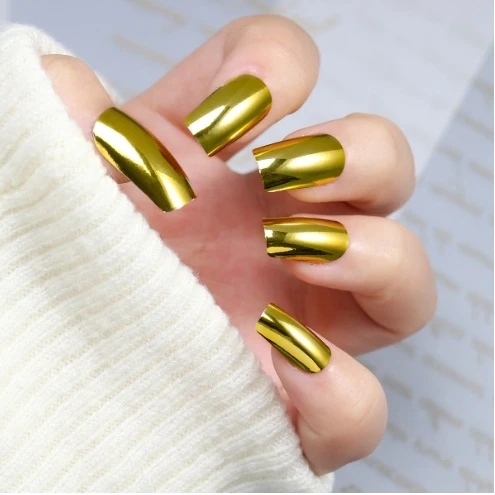 Glossy Metallic Press-On Nail Art Stornfield
