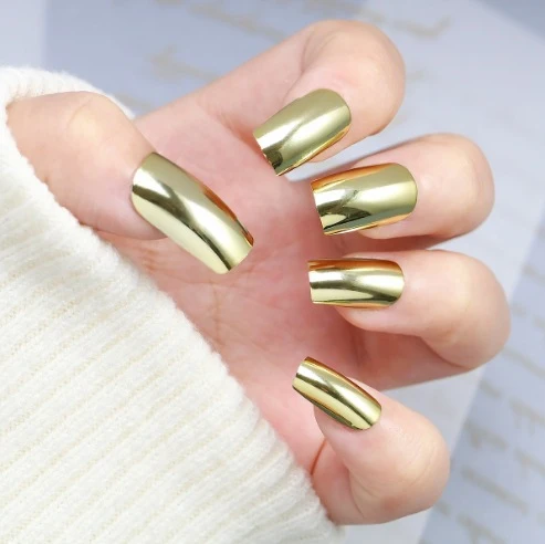Glossy Metallic Press-On Nail Art Stornfield