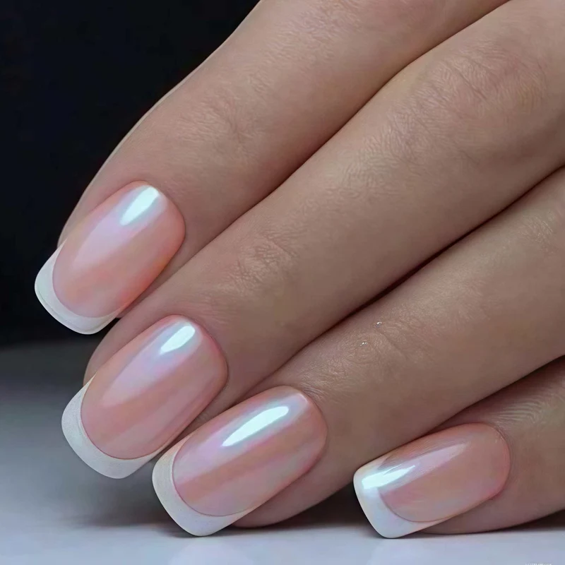 Glossy French Tip Press-On Nail Art Stornfield