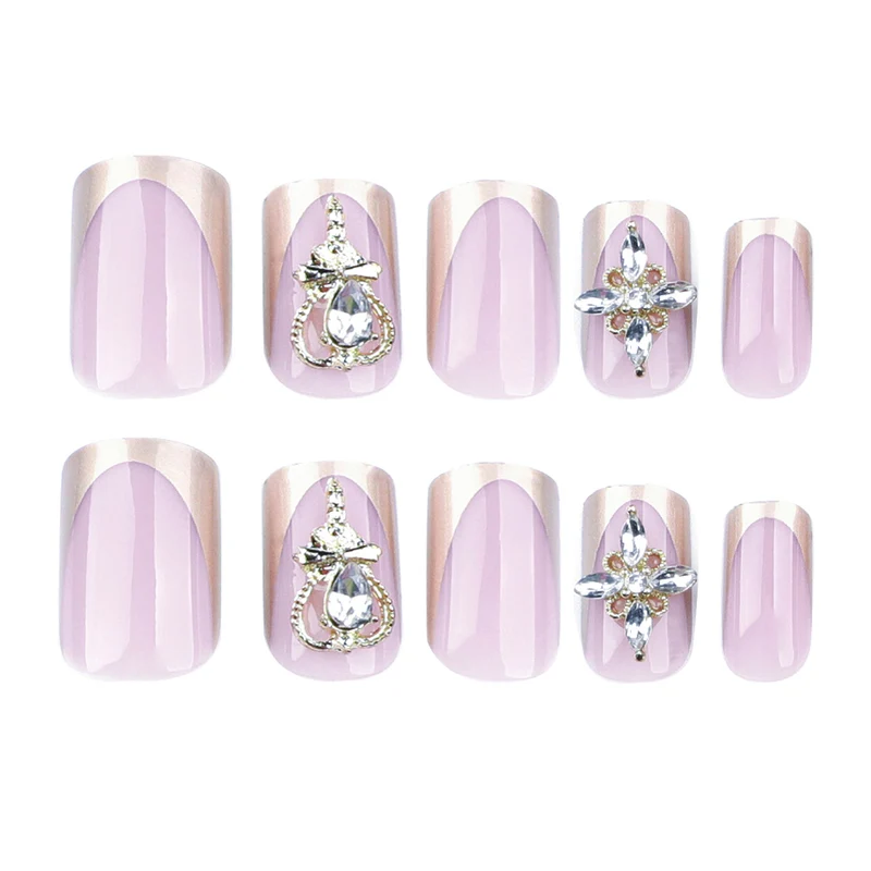Artful Nail Extensions with Gold Accents Stornfield