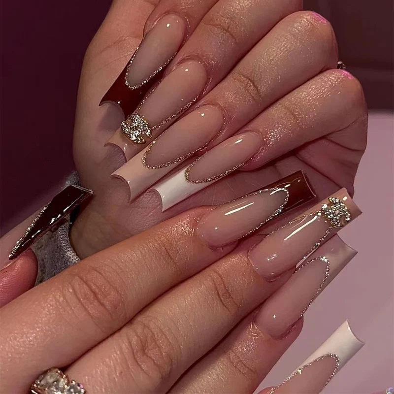 Artistic Nail Extensions with Glitter Decorations Stornfield
