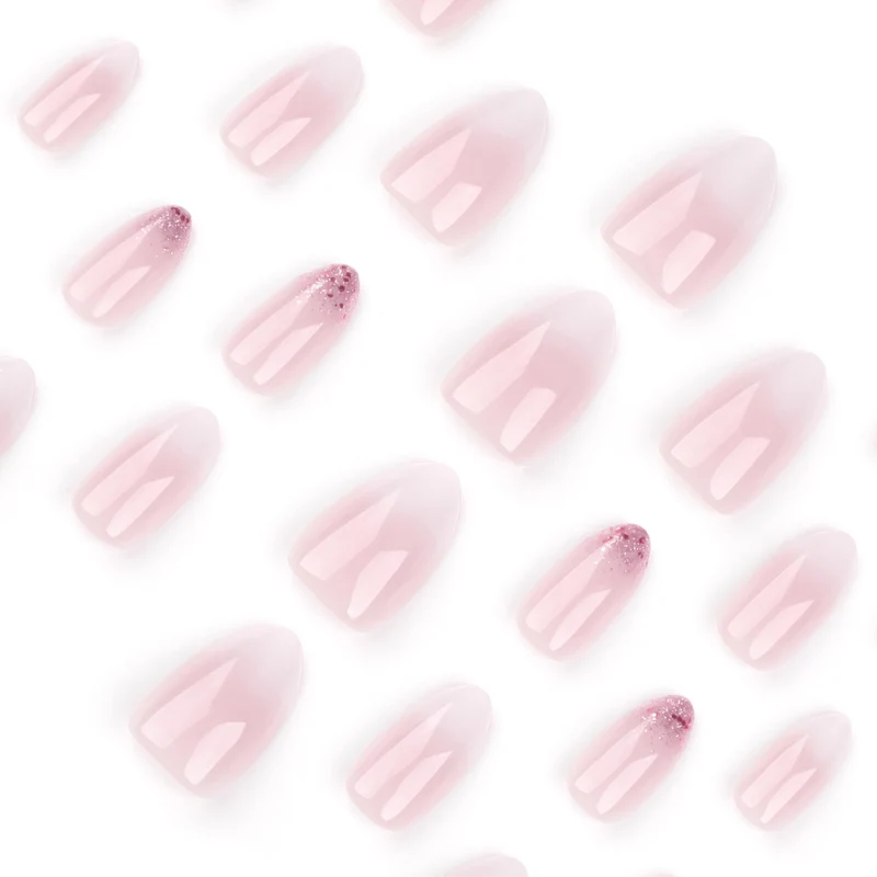 Artful Nail Extensions with Glitter Decoration and Ombre Effect Stornfield