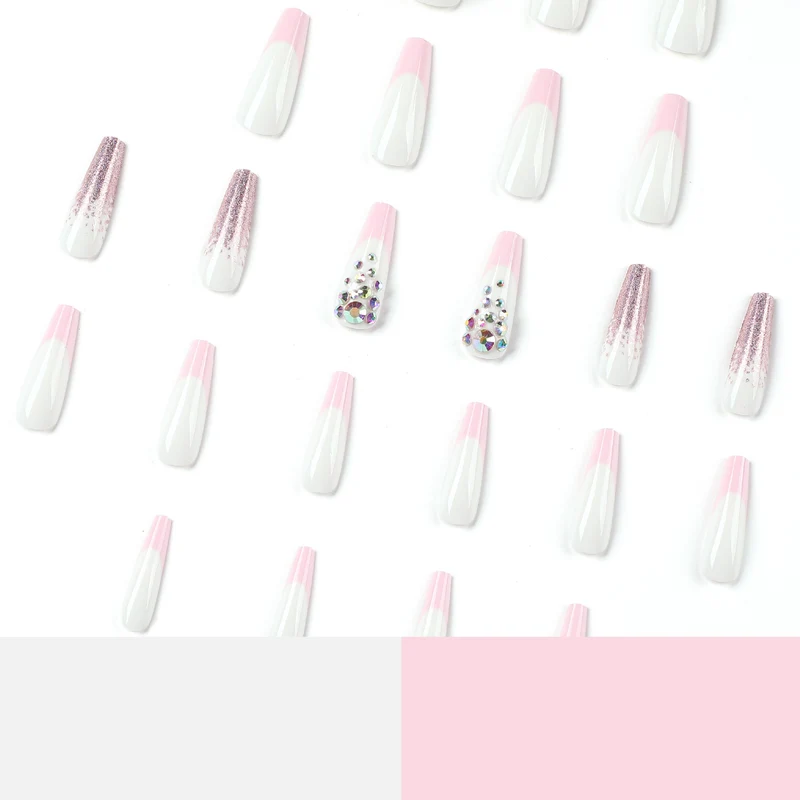 Artful Nail Extensions with Glitter and Rhinestone Decorations Stornfield